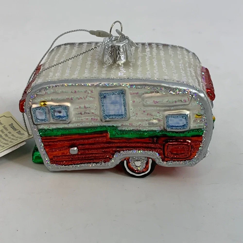 Old World Christmas Travel‎ Trailer Camper RV Ornament Red Green White